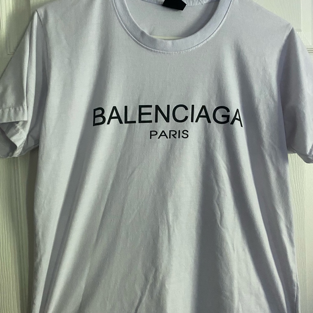 Balenciaga White Tee with Logo Tag
